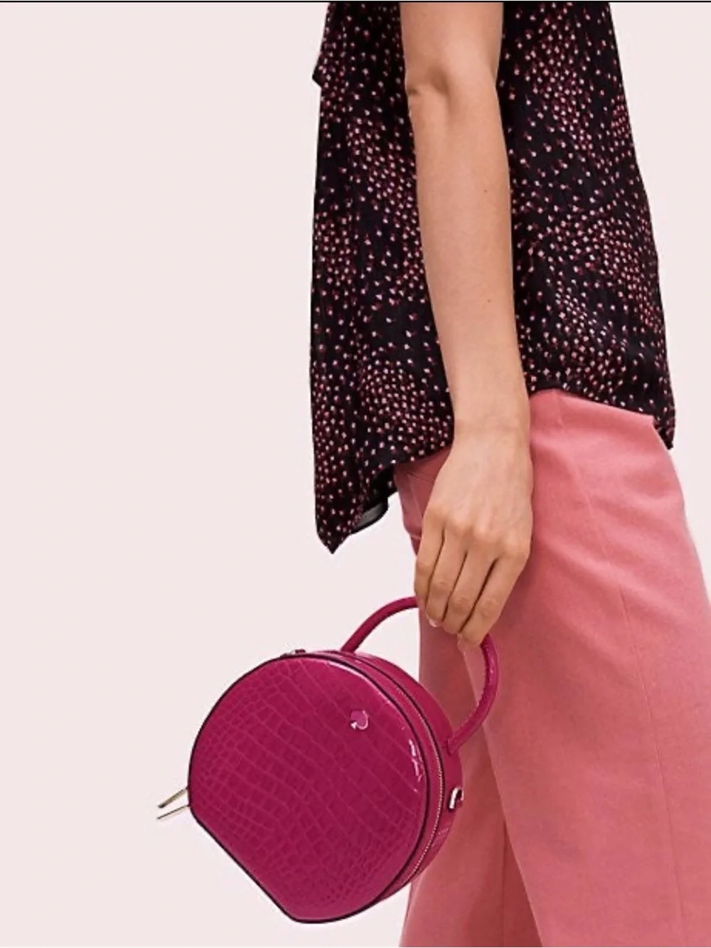 kate spade Hot Pink Patent Croc-Embossed Round Crossbody Bag